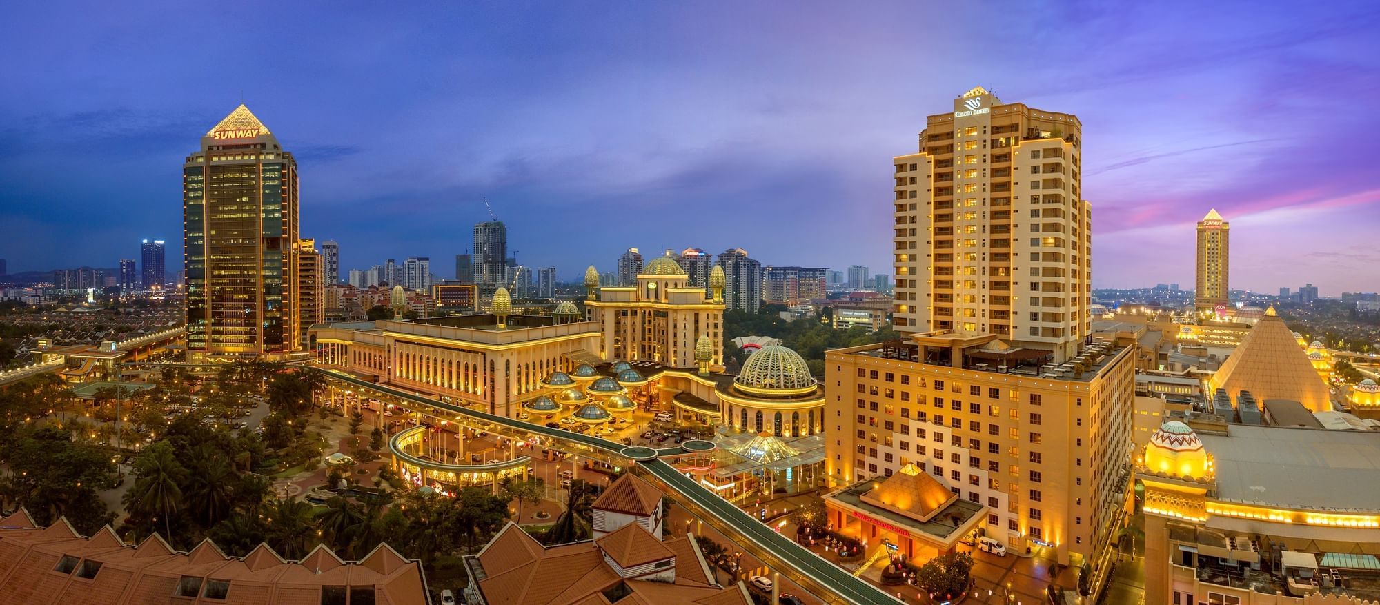Aerial view of the city & Sunway Hotel Pyramid