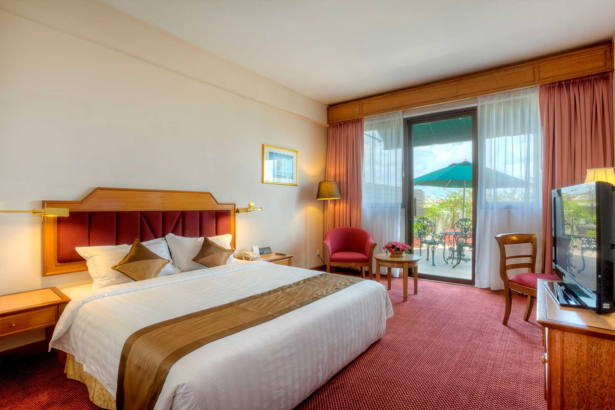 Interior of Deluxe Balcony King attached with private balcony at Sunway Hotel Phnom Penh