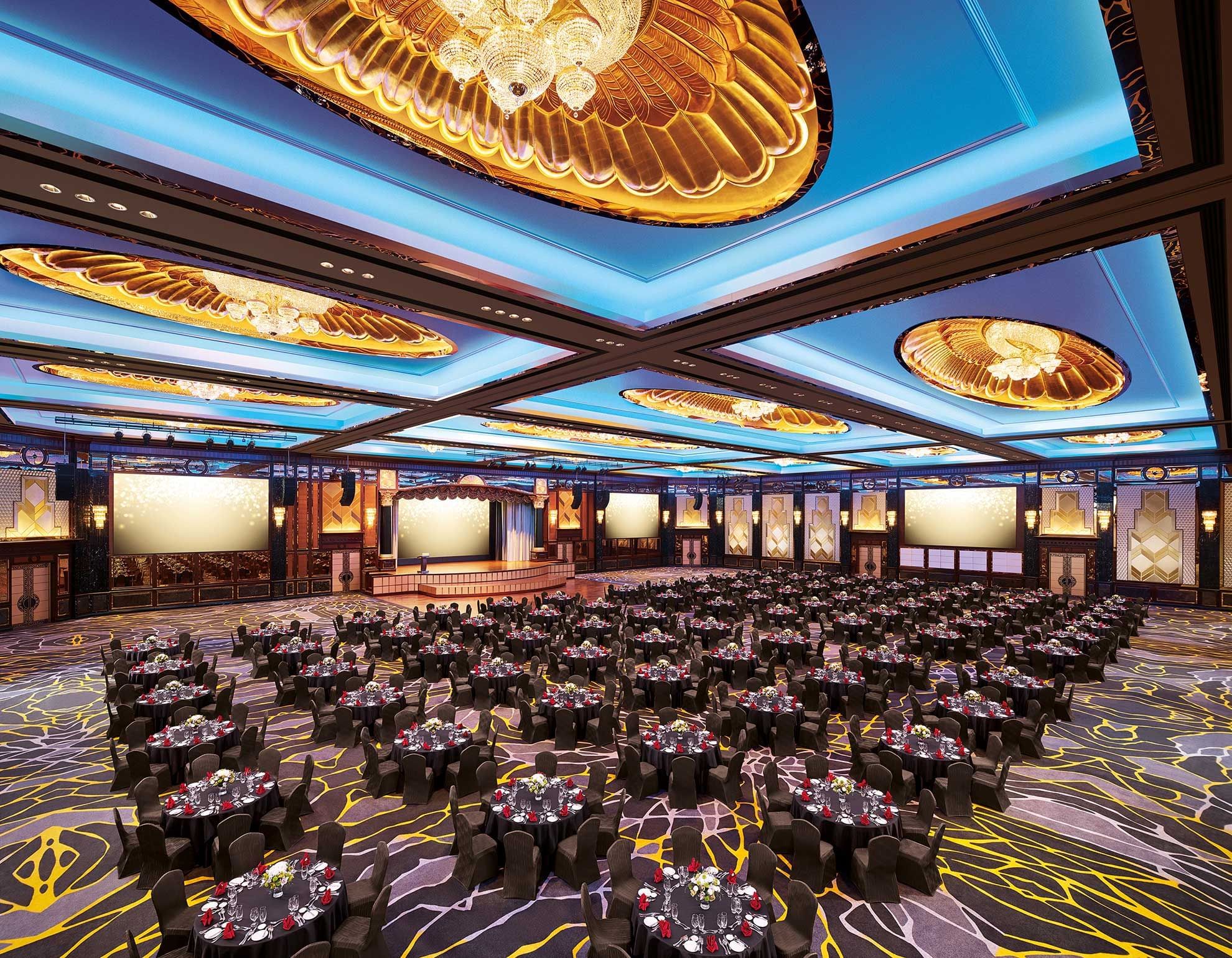 Tables at an event in Grand Lagoon Ballroom at Sunway Lagoon